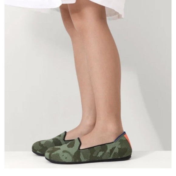 Rothys The Kids Loafer Classic Olive Camo Slip On Flats Shoes Size 12 - Picture 1 of 6